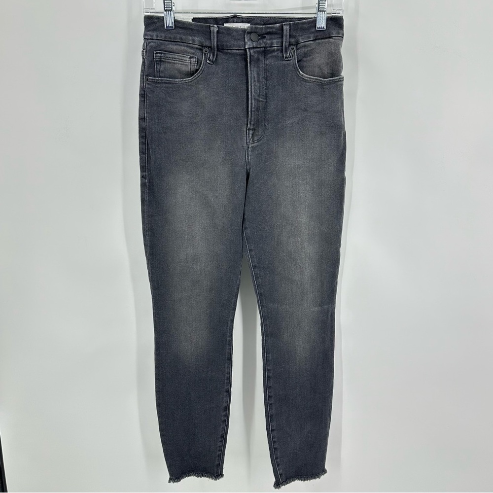 Good American NEW Good Waist Crop Jeans Cotton Gray Black Stretch Size 06/28